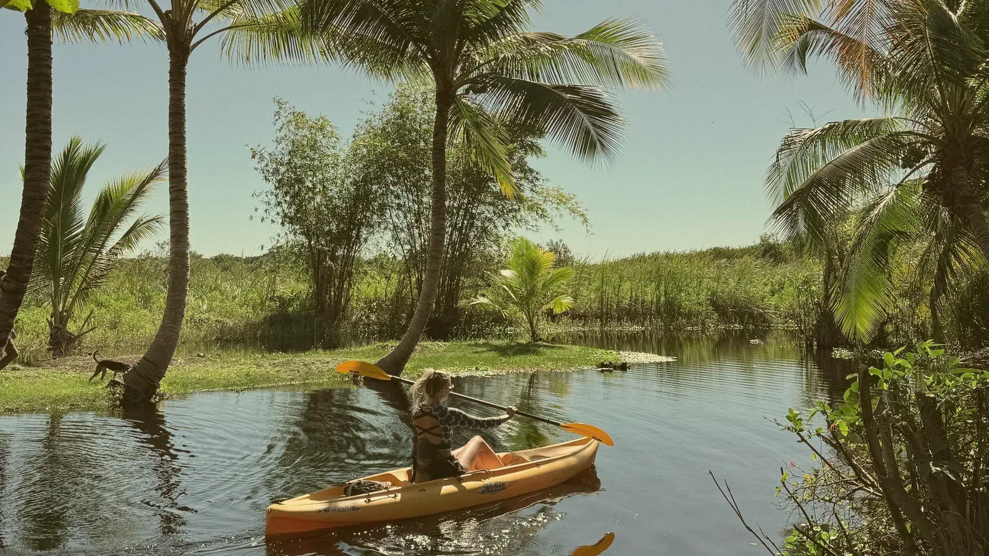 A kayak on the lagoon at Kibayo